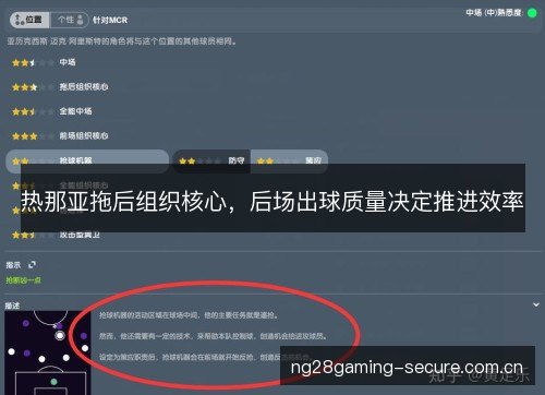 热那亚拖后组织核心,后场出球质量决定推进效率 热那亚拖后组织核心,后场出球质量决定推进效率